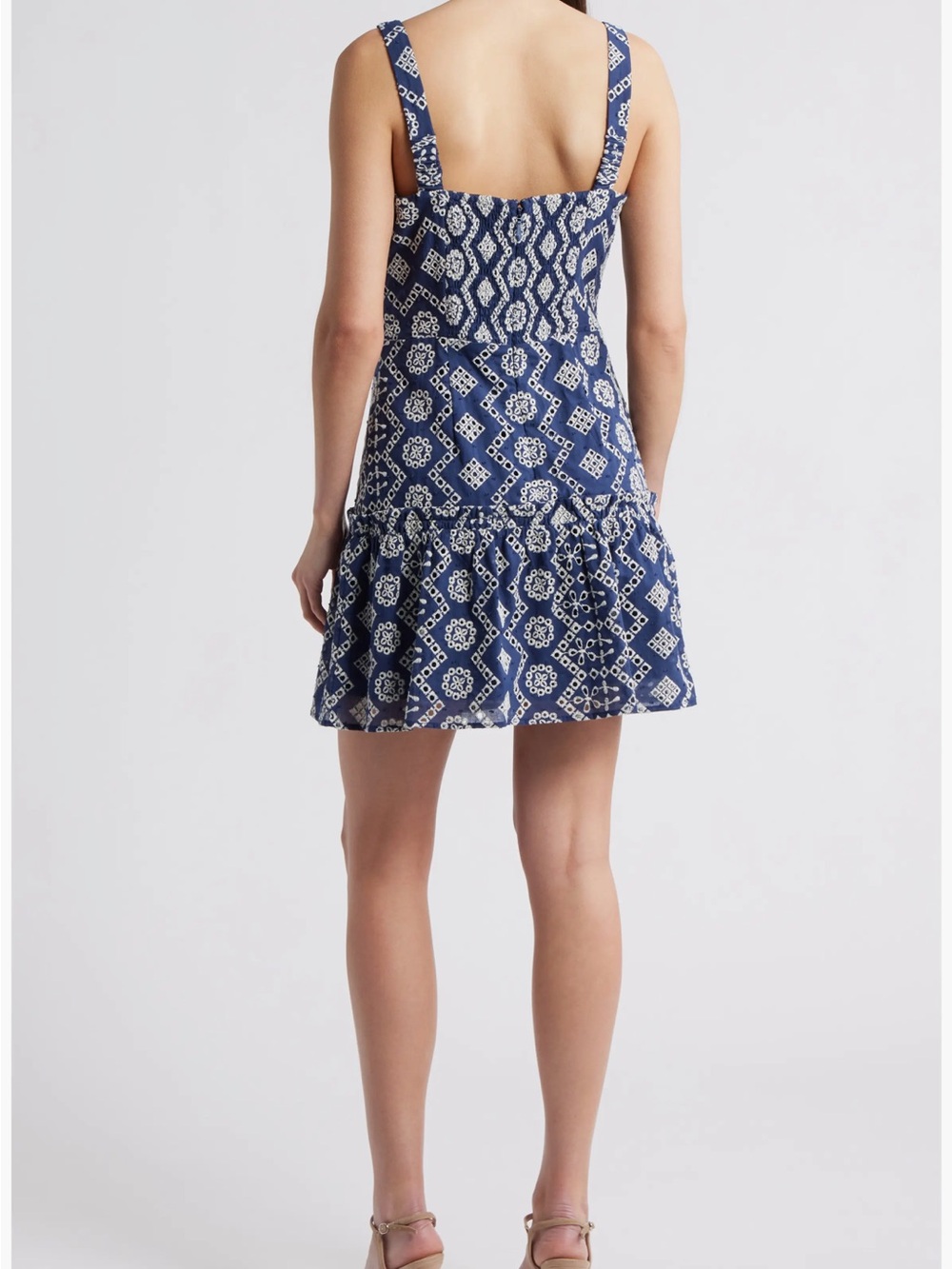 Adelyn Rae Navy & White Print Ruffle-Hem Mini Dress - Picture 2 of 3